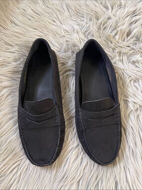 H&M Black Suede Penny Loafers - Women's Slip-On Flats